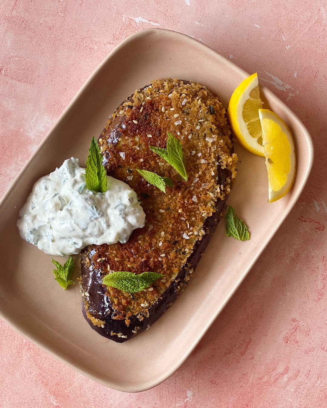 Eggplant Schnitzel with Minty Labneh Edible San Diego Recipe